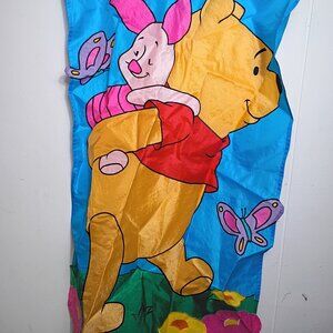 VTG Disney Winnie the Pooh Piglet Flower Yard Garden Flag Nylon 2000 44x28